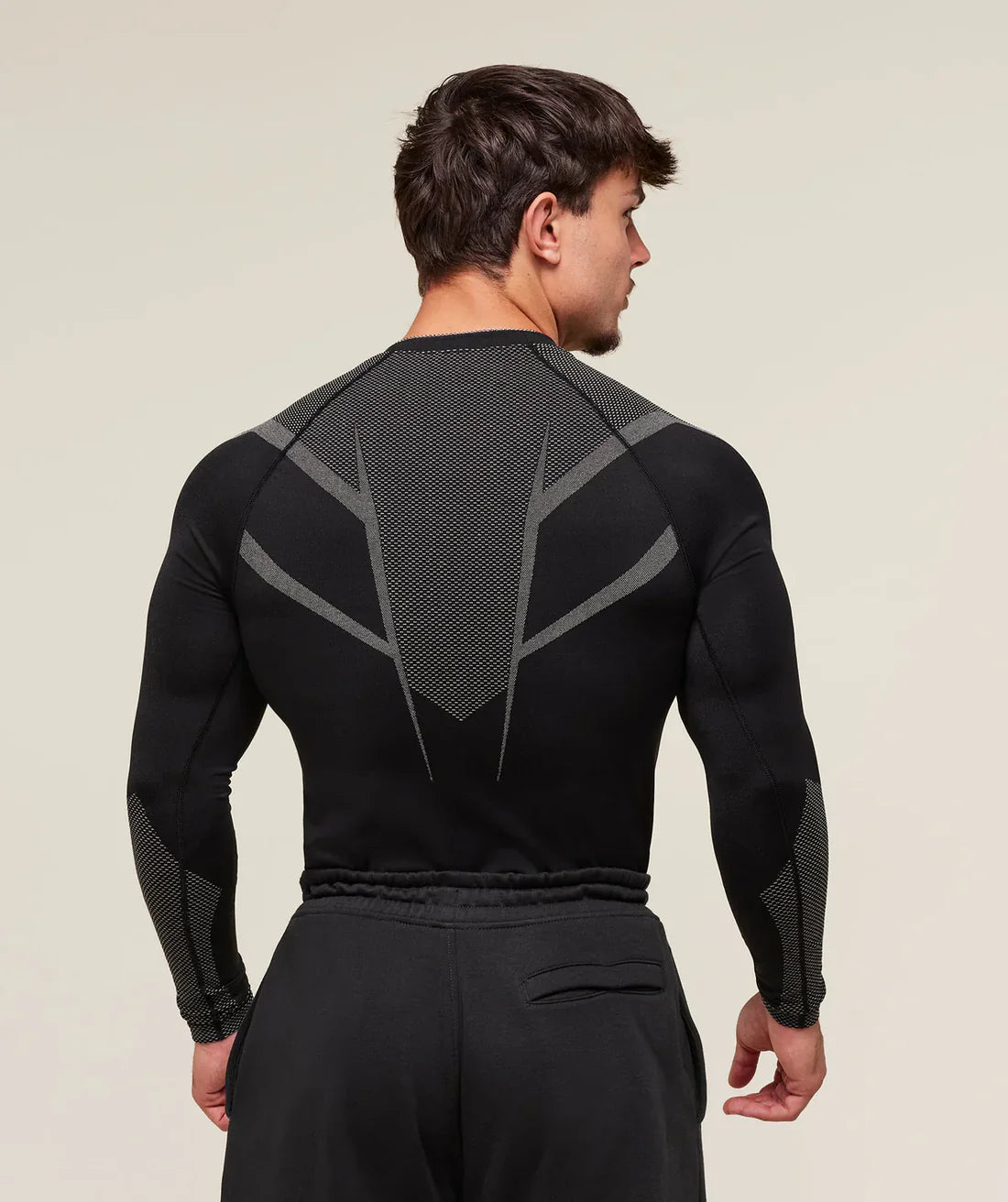 Gymshark Onyx 5.0 Seamless Long Sleeve T-Shirt - Black/Light Grey