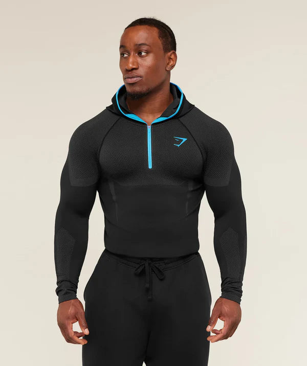Gymshark Onyx 5.0 Seamless Hoodie - Black/Onyx Grey