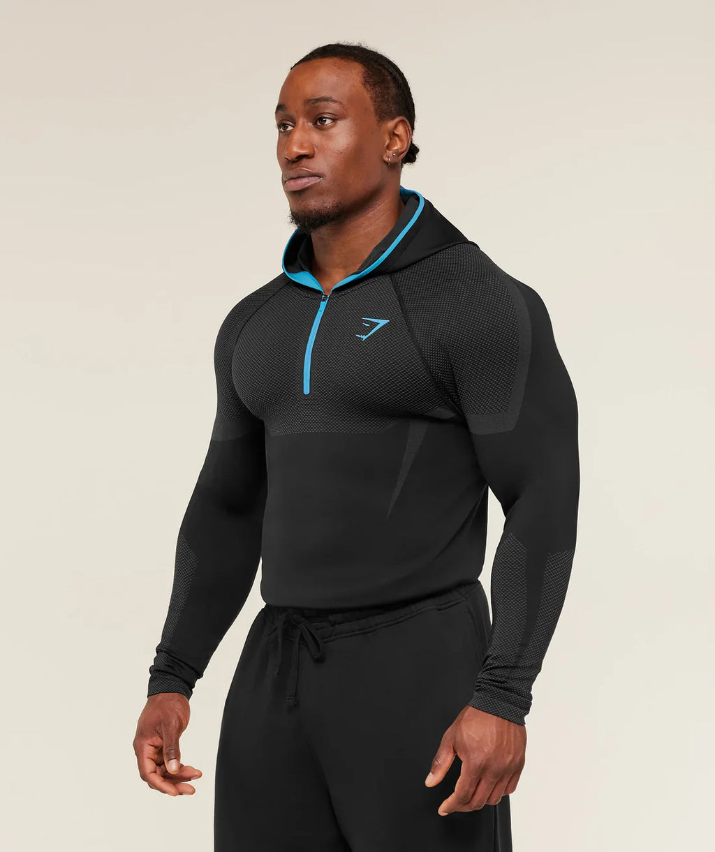 Gymshark Onyx 5.0 Seamless Hoodie - Black/Onyx Grey