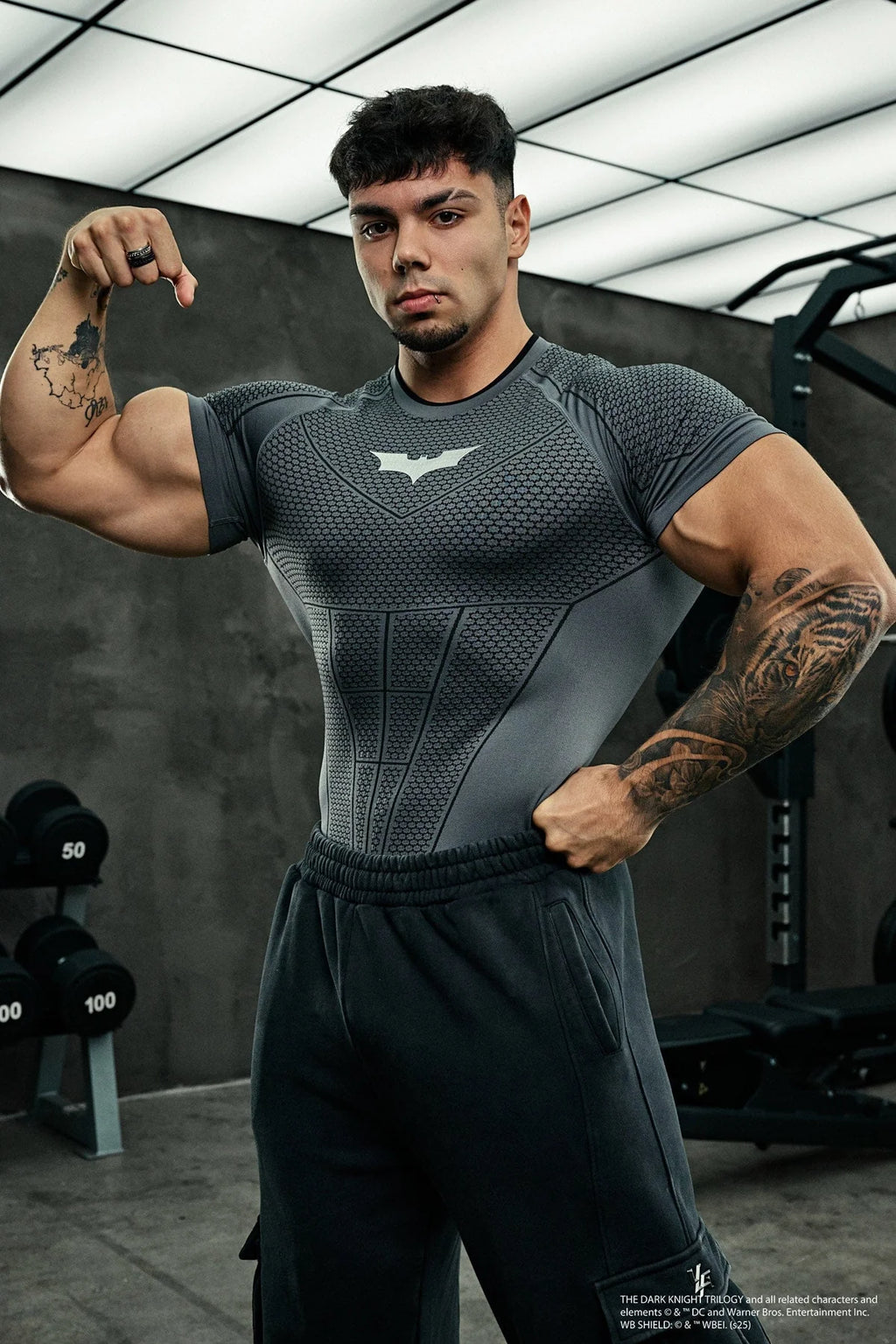 4259 - Batman Compression Tees Dark Grey