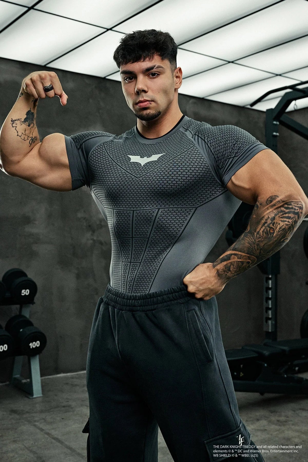 4259 - Batman Compression Tees Dark Grey