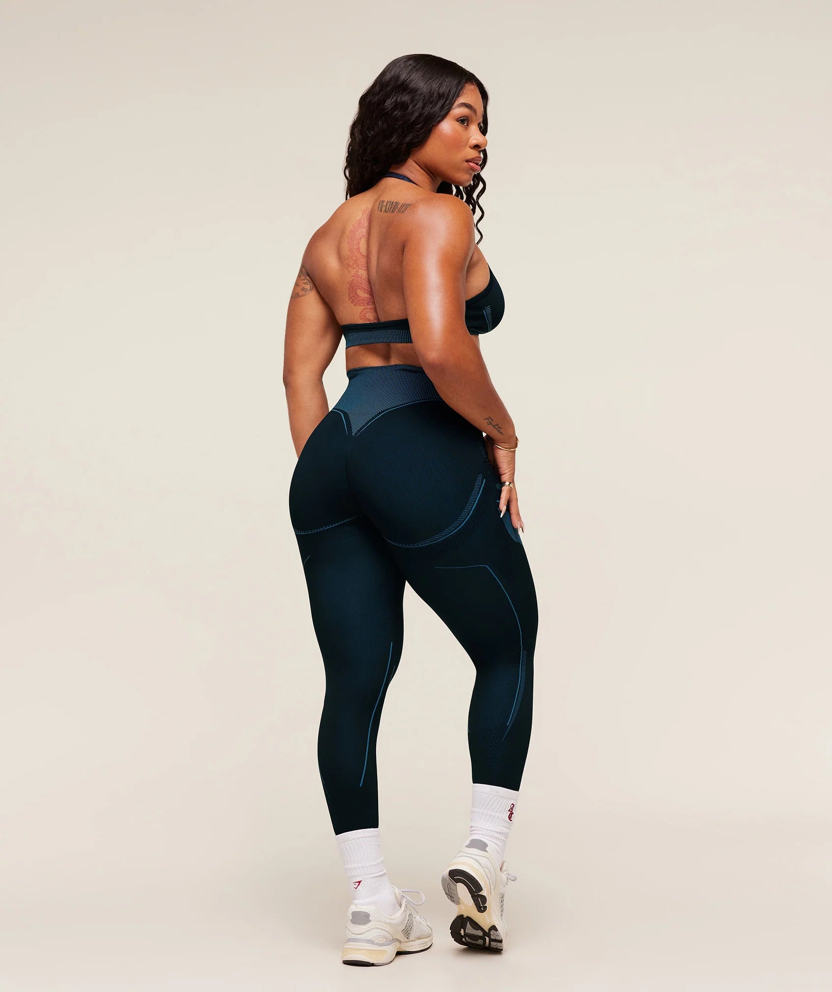 Gymshark x Analis Seamless Leggings - Midnight Blue/Lats Blue