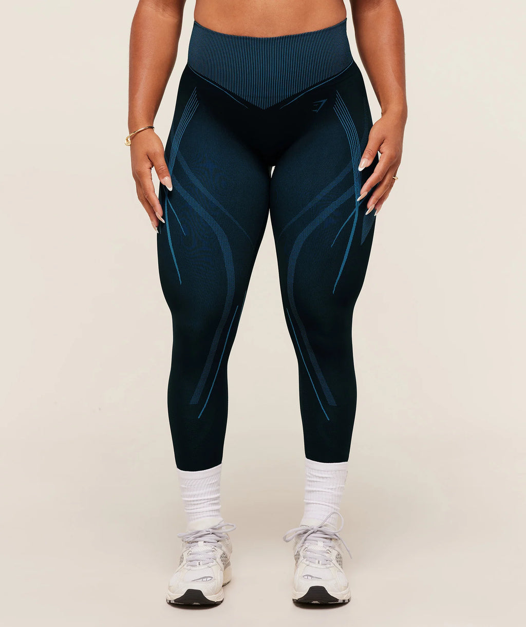 Gymshark x Analis Seamless Leggings - Midnight Blue/Lats Blue