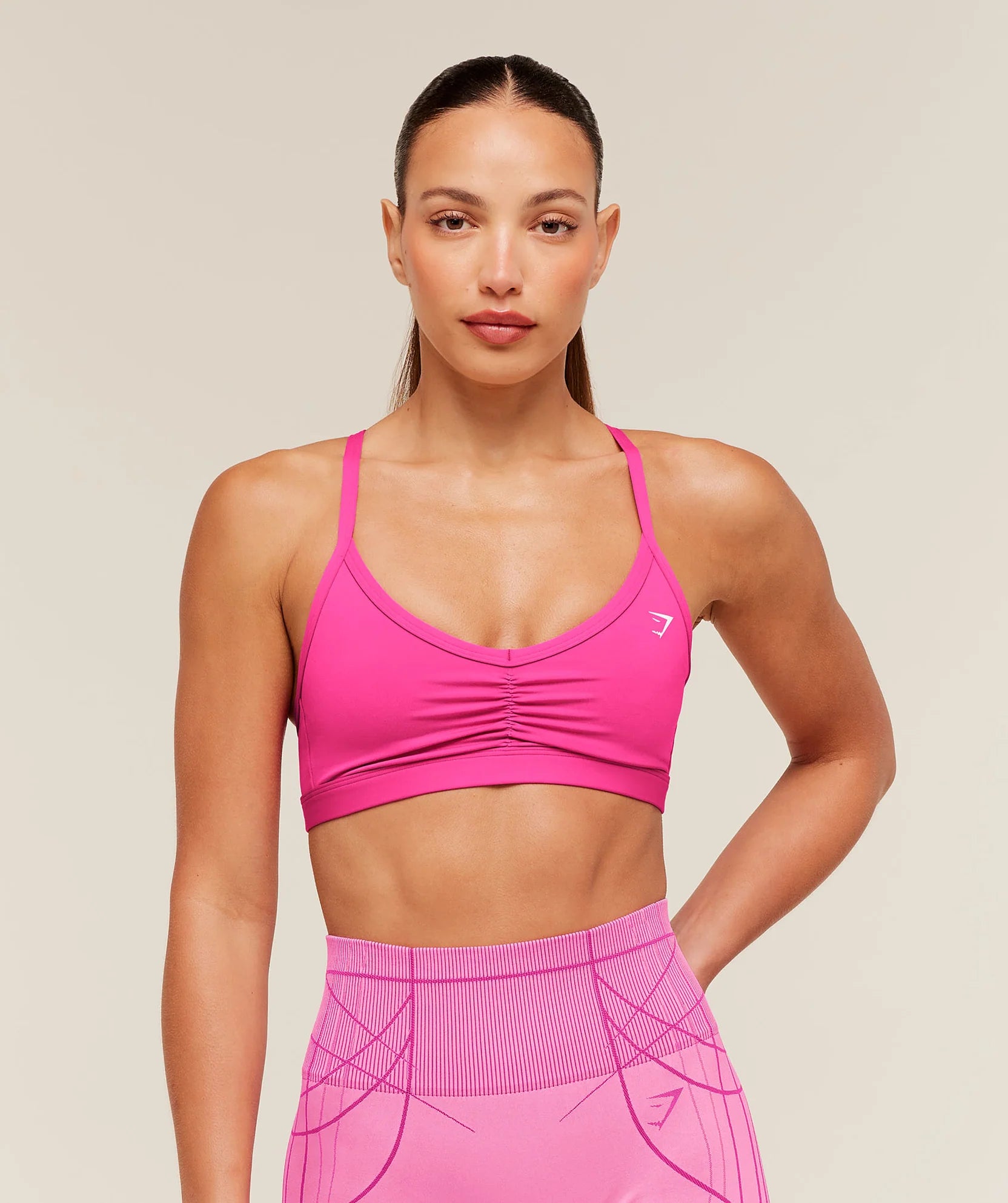 RUCHED STRAPPY SPORTS BRA