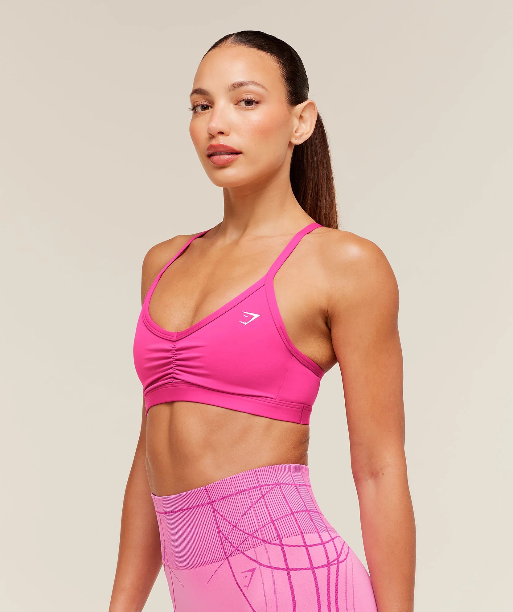 RUCHED STRAPPY SPORTS BRA